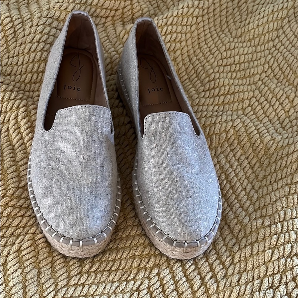 Joie Beige espadrilles - gold sparkle great for everyday